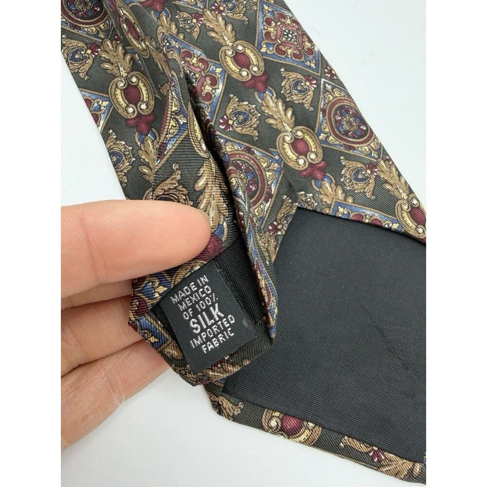 Vintage‎ Croft and Barrow Tie Necktie Paisley Abstract 58” Multicolor Silk
